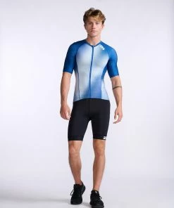 2XU - Aero Tri Sleeved Top - Men's - Surf/White - 2023