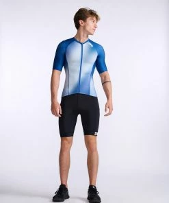 2XU - Aero Tri Sleeved Top - Men's - Surf/White - 2023 -ZONE3 shop MT6662a SUF WHT 13 27960.1666343101