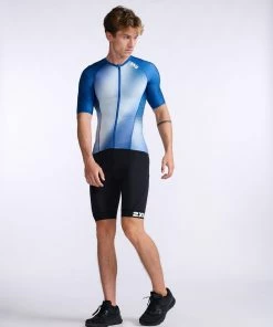 2XU - Aero Tri Sleeved Top - Men's - Surf/White - 2023 -ZONE3 shop MT6662a SUF WHT 15 96968.1666343101