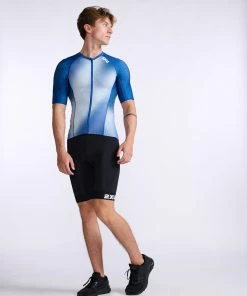 2XU - Aero Tri Sleeved Top - Men's - Surf/White - 2023 -ZONE3 shop MT6662a SUF WHT 16 85457.1666343101
