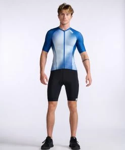 2XU - Aero Tri Sleeved Top - Men's - Surf/White - 2023 -ZONE3 shop MT6662a SUF WHT 18 98078.1666343101