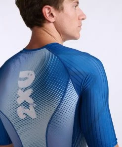 2XU - Aero Tri Sleeved Top - Men's - Surf/White - 2023 -ZONE3 shop MT6662a SUF WHT 21 00249.1666343249