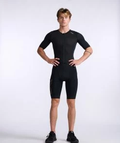 2XU - Light Speed Sleeved Trisuit - Men's - Black/Gold - 2023 -ZONE3 shop MT7019d BLK GLD 18 00834.1666343092