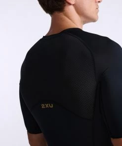 2XU - Light Speed Sleeved Trisuit - Men's - Black/Gold - 2023 -ZONE3 shop MT7019d BLK GLD 24 12759.1666343219