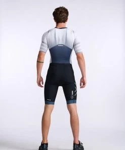2XU - Light Speed Sleeved Trisuit - Men's - Midnight/White - 2023 -ZONE3 shop MT7019d MDN WHT 05 47691.1666343084