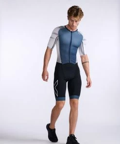 2XU - Light Speed Sleeved Trisuit - Men's - Midnight/White - 2023 -ZONE3 shop MT7019d MDN WHT 13 29586.1666343085