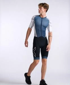 2XU - Light Speed Sleeved Trisuit - Men's - Midnight/White - 2023 -ZONE3 shop MT7019d MDN WHT 14 53912.1666343085