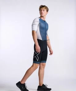2XU - Light Speed Sleeved Trisuit - Men's - Midnight/White - 2023 -ZONE3 shop MT7019d MDN WHT 18 16309.1666343085