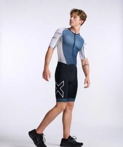 2XU - Light Speed Sleeved Trisuit - Men's - Midnight/White - 2023 -ZONE3 shop MT7019d MDN WHT 19 36936.1666343085