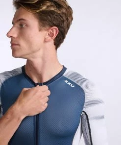 2XU - Light Speed Sleeved Trisuit - Men's - Midnight/White - 2023 -ZONE3 shop MT7019d MDN WHT 20 90929.1666343194
