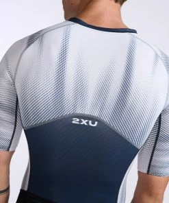 2XU - Light Speed Sleeved Trisuit - Men's - Midnight/White - 2023 -ZONE3 shop MT7019d MDN WHT 21 05449.1666343188