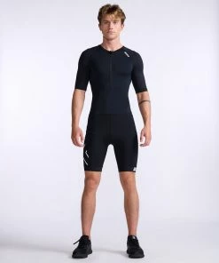 2XU - Core Sleeved Trisuit - Men's - Black/White - 2023
