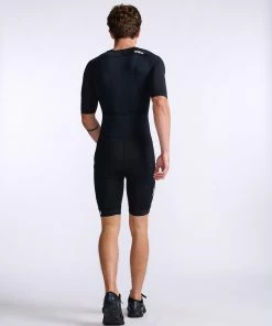 2XU - Core Sleeved Trisuit - Men's - Black/White - 2023 -ZONE3 shop MT7043d BLK WHT 07 99261.1666343075