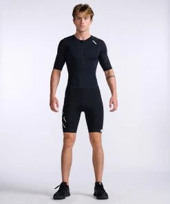 2XU - Core Sleeved Trisuit - Men's - Black/White - 2023 -ZONE3 shop MT7043d BLK WHT 10 29931.1666343075