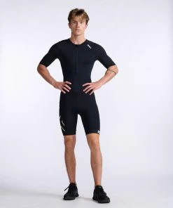 2XU - Core Sleeved Trisuit - Men's - Black/White - 2023 -ZONE3 shop MT7043d BLK WHT 11 42960.1666343075