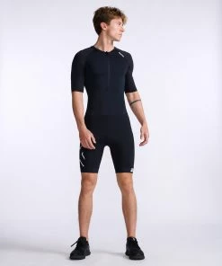 2XU - Core Sleeved Trisuit - Men's - Black/White - 2023 -ZONE3 shop MT7043d BLK WHT 12 99866.1666343075