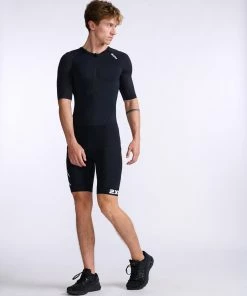 2XU - Core Sleeved Trisuit - Men's - Black/White - 2023 -ZONE3 shop MT7043d BLK WHT 13 84244.1666343075