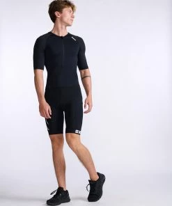 2XU - Core Sleeved Trisuit - Men's - Black/White - 2023 -ZONE3 shop MT7043d BLK WHT 14 38981.1666343075