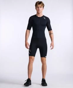 2XU - Core Sleeved Trisuit - Men's - Black/White - 2023 -ZONE3 shop MT7043d BLK WHT 15 90191.1666343075