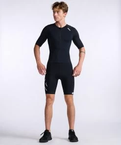 2XU - Core Sleeved Trisuit - Men's - Black/White - 2023 -ZONE3 shop MT7043d BLK WHT 16 63594.1666343075