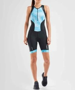 2XU - Perform Front Zip Trisuit - Women's -ZONE3 shop WT5533d BLK AQR 02 squashed 49305.1673518447