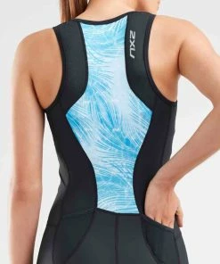 2XU - Perform Front Zip Trisuit - Women's -ZONE3 shop WT5533d BLK AQR 03 squashed 37427.1673518447