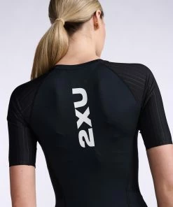 2XU - Aero Sleeved Trisuit - Women's - Black/White - 2023 -ZONE3 shop WT6431d BLK WHT 27 1 92756.1666344696