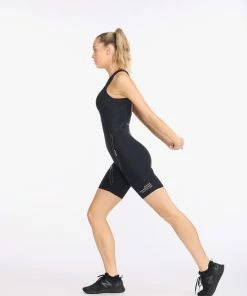 2XU - Aero Front Zip Trisuit - Women's - Black/Hyper Coral - 2023 -ZONE3 shop WT6432d BLK HYC 07 09977.1645199244