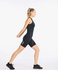 2XU - Aero Front Zip Trisuit - Women's - Black/Hyper Coral - 2023 -ZONE3 shop WT6432d BLK HYC 12 13937.1645199244