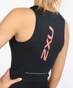 2XU - Aero Front Zip Trisuit - Women's - Black/Hyper Coral - 2023 -ZONE3 shop WT6432d BLK HYC 20 35723.1645199244