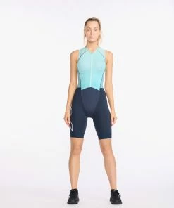 2XU - Light Speed Front Zip Trisuit - Women's - Outerspace/White