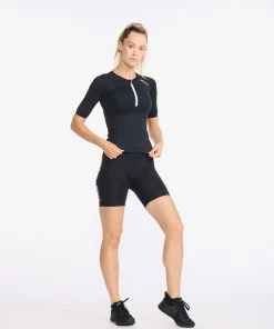 2XU - Aero Tri Sleeved Top - Women's - Black/Hyper Coral 36 2XU - Aero Tri Sleeved Top - Women's - Black/Hyper Coral -ZONE3 shop WT6666a BLK HYC 16 24620.1645198506