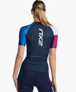 2XU - Aero Tri Sleeved Top - Women's - Midnight/Festival 9 2XU - Aero Tri Sleeved Top - Women's - Midnight/Festival -ZONE3 shop WT6666a MDN FTV 08 11057.1657269074