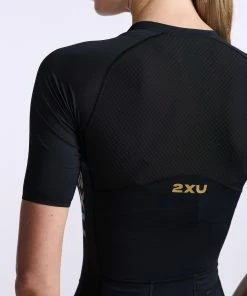 2XU - Light Speed Sleeved Trisuit - Women's - Black/Gold - 2023 -ZONE3 shop WT7018d BLK GLD 25 65774.1666342943