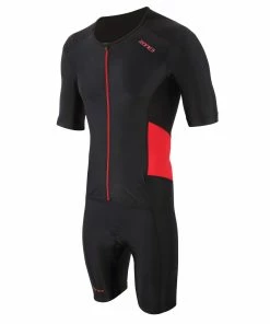 Zone 3 Zone3 - Activate Men's Short Sleeve Full Zip Trisuit - Black/Red - 2023