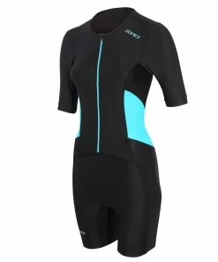 Zone 3 Zone3 - Activate Women's Short Sleeve Full Zip Trisuit - Black/Blue - 2023