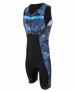 Zone 3 Zone3 - Activate+ Tropical Palm Men's Sleeveless Trisuit - Navy/Blue - 2023