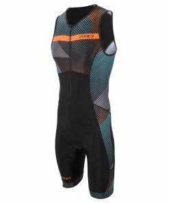 Zone 3 Zone3 - Activate+ Momentum (Stripes) Men's Sleeveless Trisuit - Black/Teal/Purple/Pink - 2023