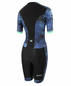 Zone 3 Zone3 - Activate+ Women's Tropical Palm Short-Sleeve Full Zip Trisuit - Navy/Mint - 2023 7 Zone 3 Zone3 - Activate+ Women's Tropical Palm Short-Sleeve Full Zip Trisuit - Navy/Mint - 2023 -ZONE3 shop Zone3 Triwear Activate Womens Cutout SS Trisuit Hawaiia Back 66381.1673024598