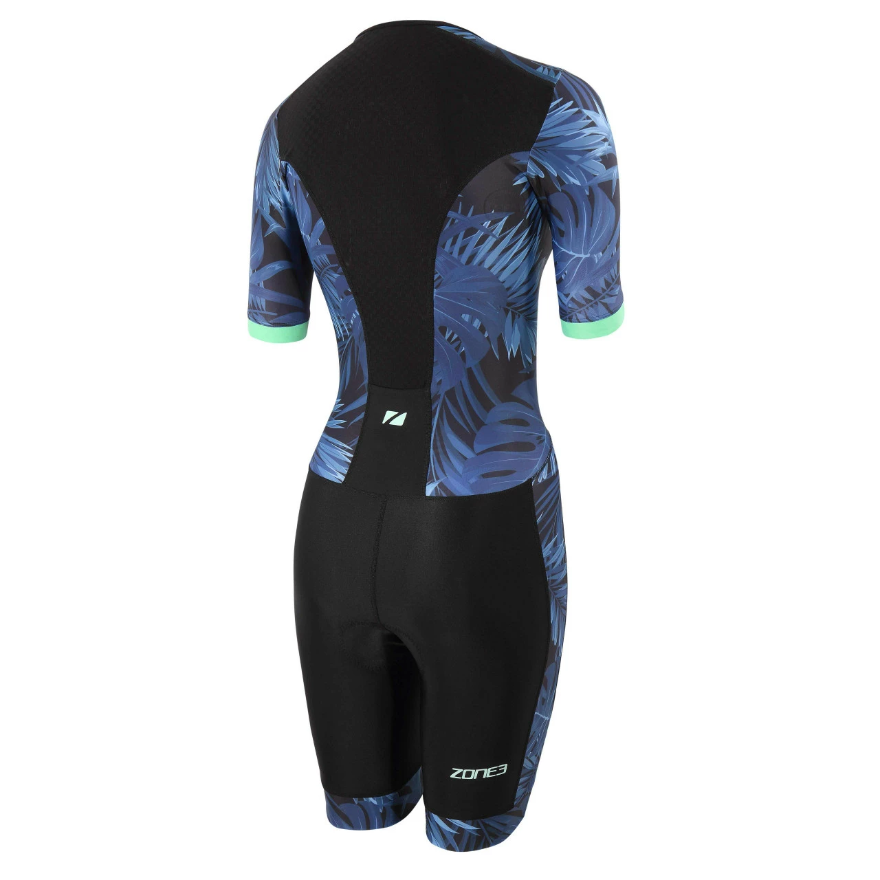 Zone 3 Zone3 - Activate+ Women's Tropical Palm Short-Sleeve Full Zip Trisuit - Navy/Mint - 2023 3 Zone 3 Zone3 - Activate+ Women's Tropical Palm Short-Sleeve Full Zip Trisuit - Navy/Mint - 2023 - Image 3
