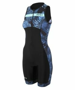 Zone 3 Zone3 - Activate+ Tropical Palm Women's Sleeveless Trisuit - Navy/Mint - 2023