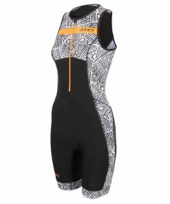 Zone 3 Zone3 - Activate+ Kona Speed Women's Sleeveless Trisuit - Black/White/Orange - 2023